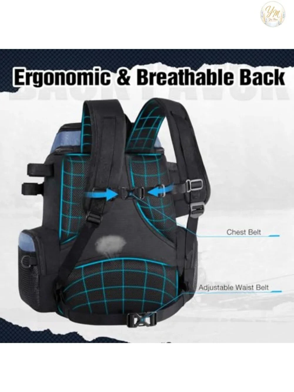 Fishing Tackle Backpack 42L Waterproof Rod Carrier